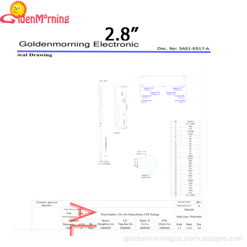 2.8-inch OLED Display Module, yellow Color